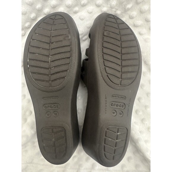 Women’s CROCS Taupe BROWN STRAPPY PLATFORM Wedge SANDAL Size 10 - Picture 4 of 10